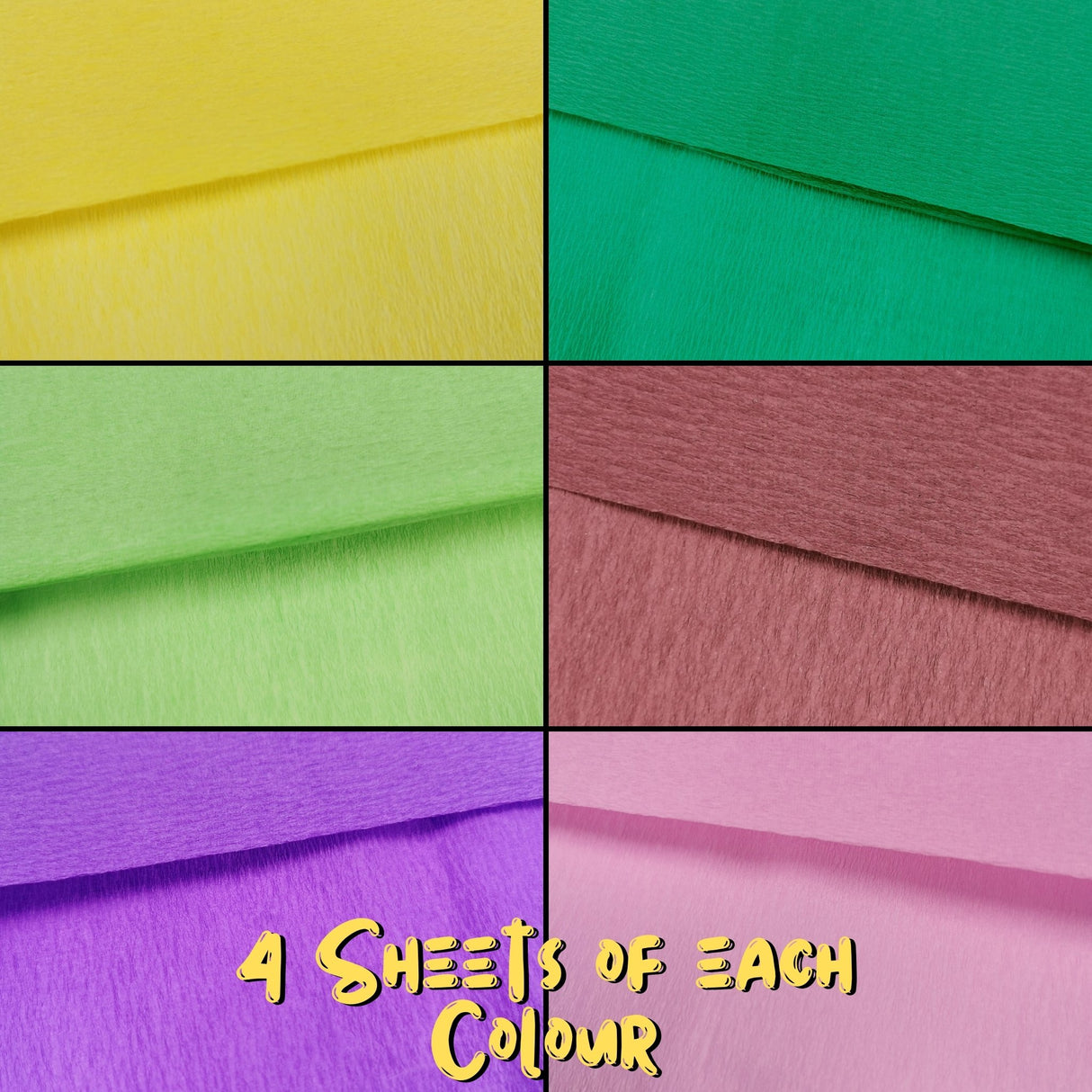 Bulk Assorted Colour Crepe Paper Sheets Large Fold 50cm x 300cm 12 Colours 48 Folds