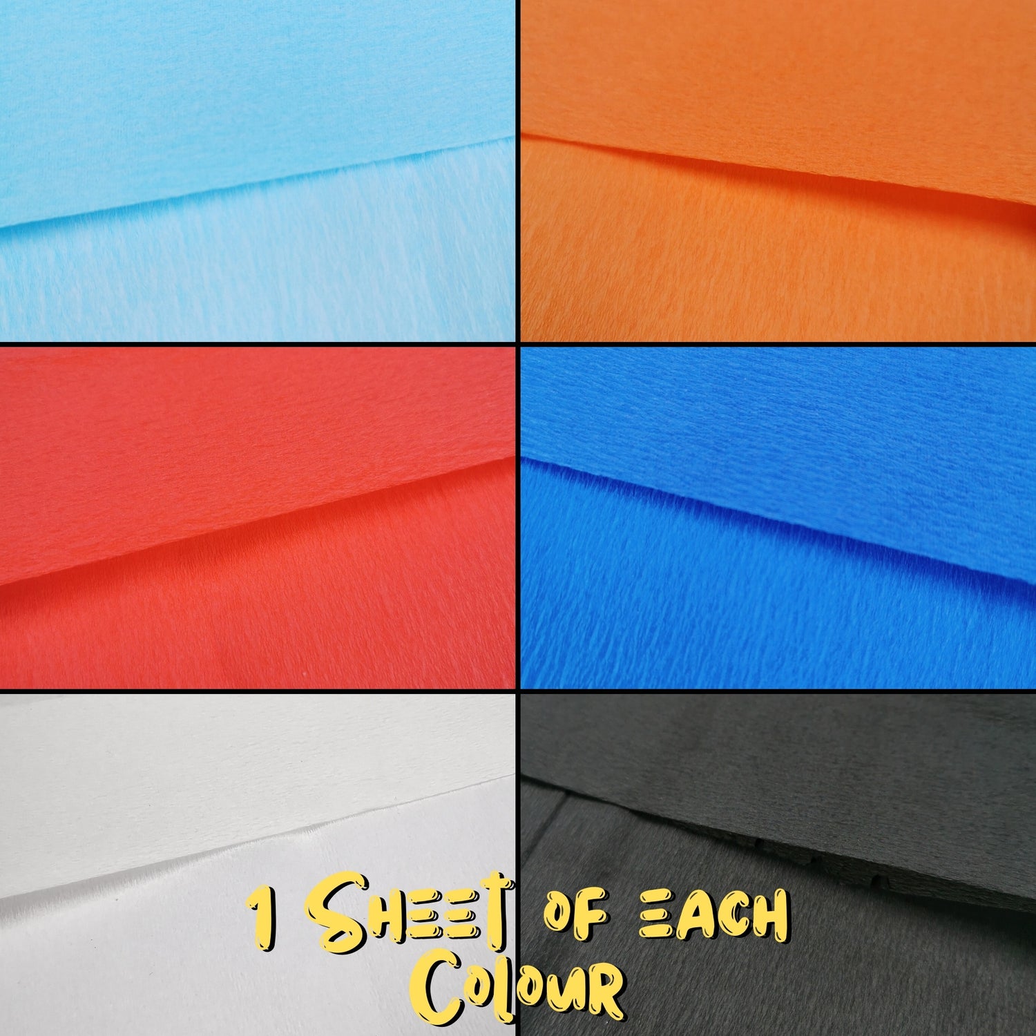 Assorted Colour Pack of Crepe Paper Sheets Large Fold 50cm x 300cm 12 Folds