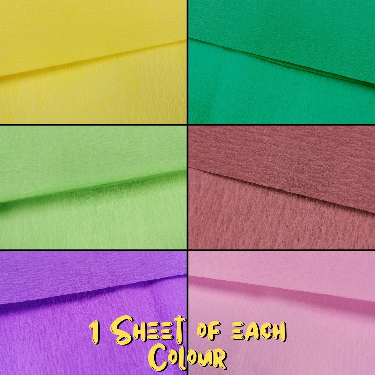 Assorted Colour Pack of Crepe Paper Sheets Large Fold 50cm x 300cm 12 Folds