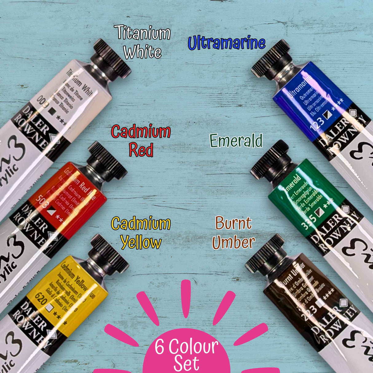 System 3 Acrylic Paint Starter Set of 6 x22ml Tubes