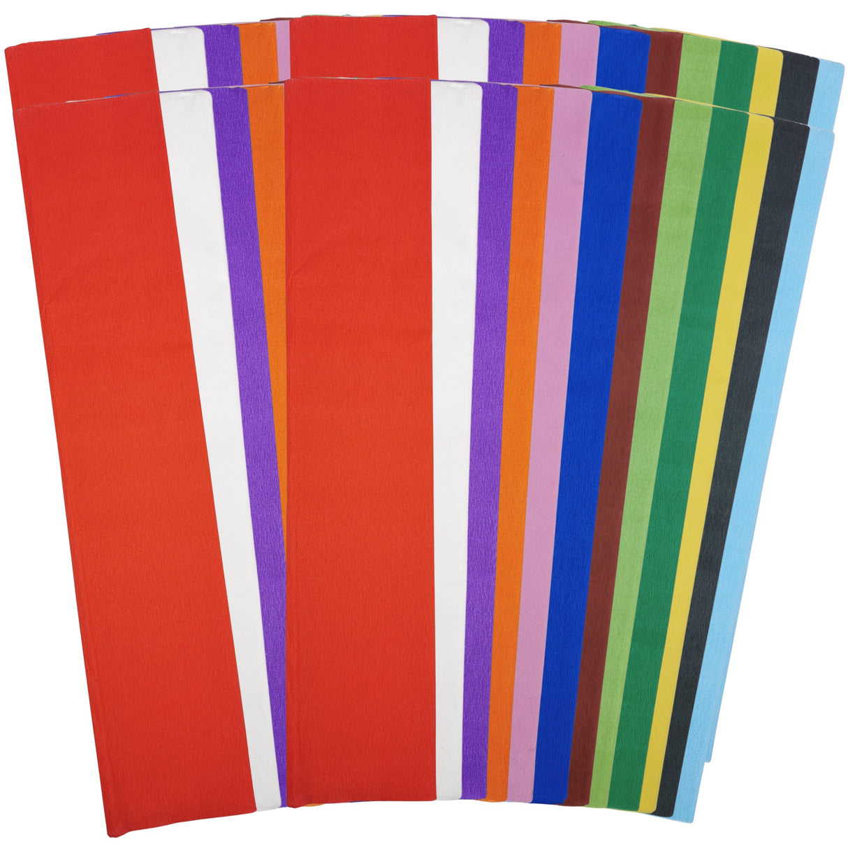 Bulk Assorted Colour Crepe Paper Sheets Large Fold 50cm x 300cm 12 Colours 48 Folds