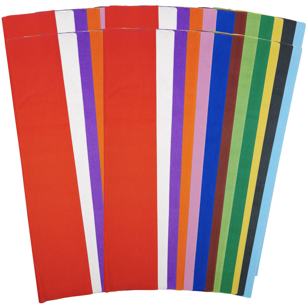 48 Extra Large Assorted Colour Crepe Paper Sheets For Flower Crafting & Gift Wrapping 50cmx300cm