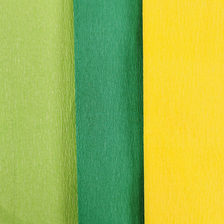 12 Easter Crepe Paper 3m Sheets Dark Green Yellow Light Green
