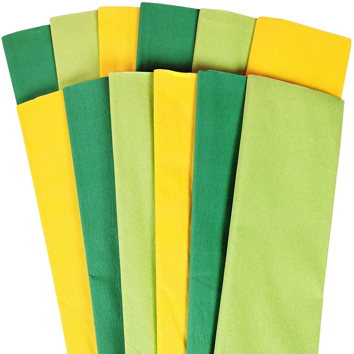12 Easter Crepe Paper 3m Sheets Dark Green Yellow Light Green