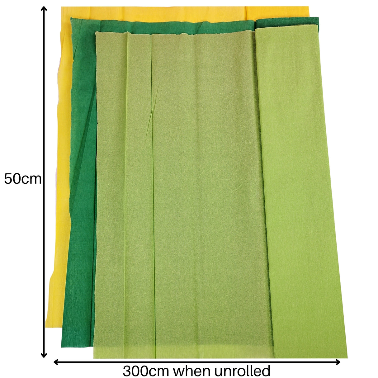 12 Easter Crepe Paper 3m Sheets Dark Green Yellow Light Green