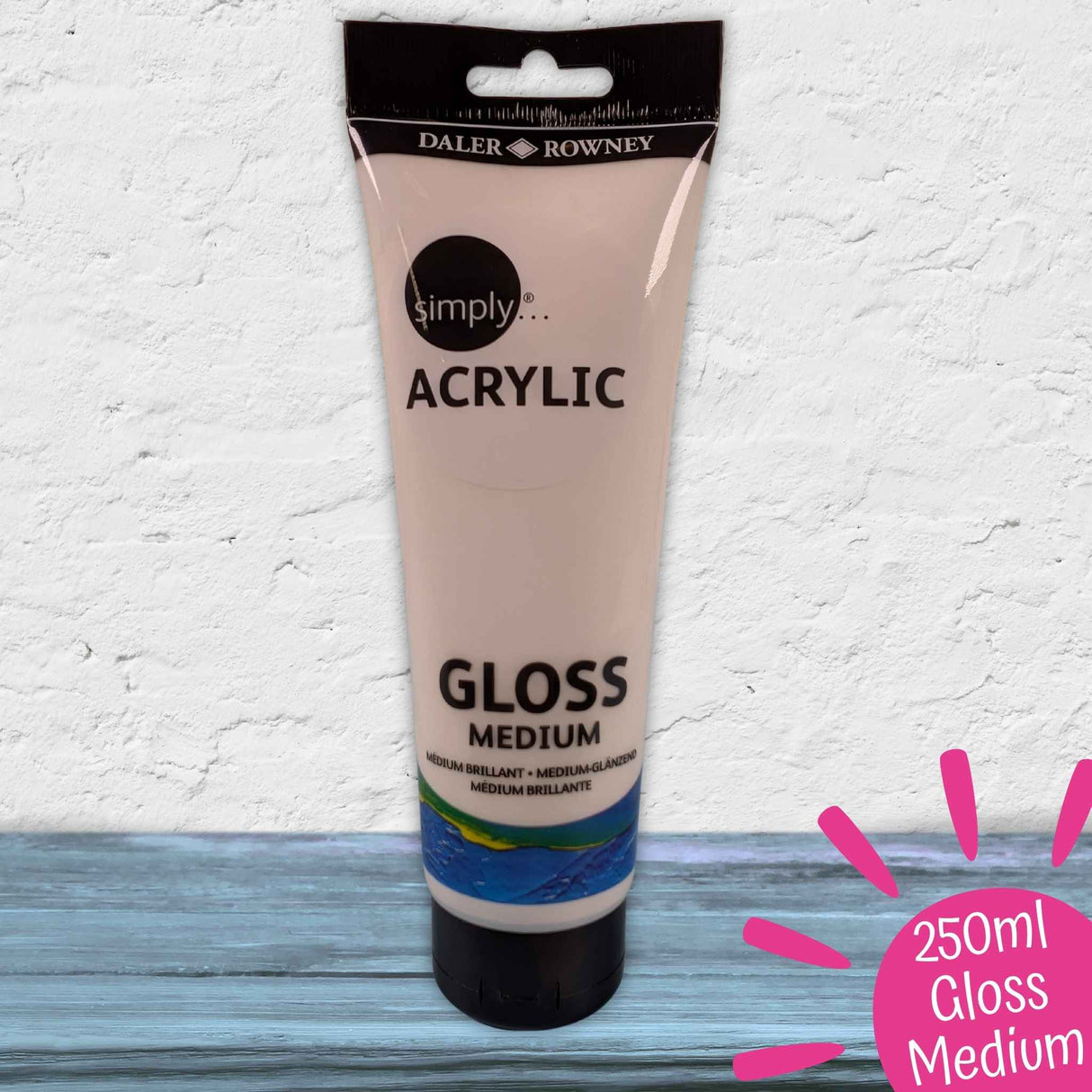 Daler Rowney Acrylic Gloss Medium 250ml – Add Shine, Seal & Enhance Mixed Media Artwork