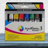 System 3 Acrylic Paint Starter Set of 6 x22ml Tubes
