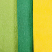 Load image into Gallery viewer, 12 Easter Crepe Paper 3m Sheets Dark Green Yellow Light Green
