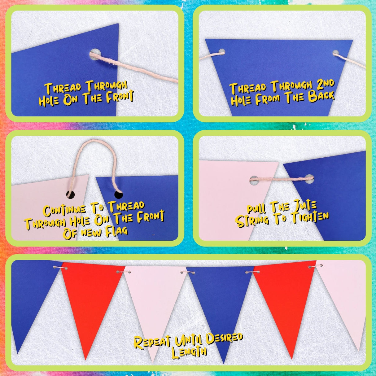Jubilee Bunting Red, White & Blue Flags With String