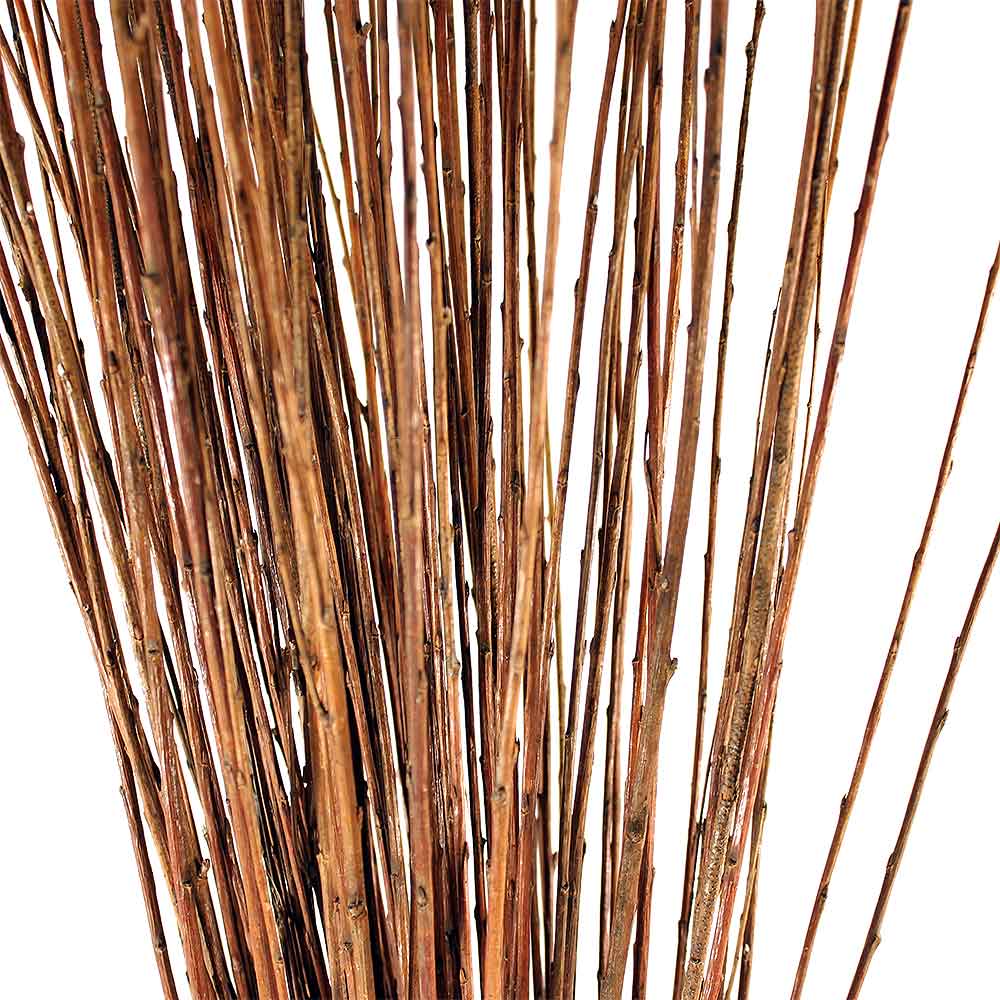 A close up of our buff willow sticks (withies).